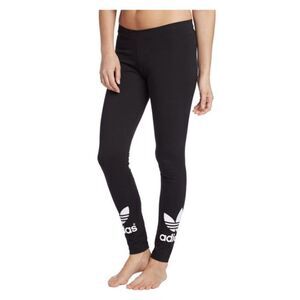 NWT Adidas Trefoil Women's Cotton Spandex Leggings Black White Logo Size XS